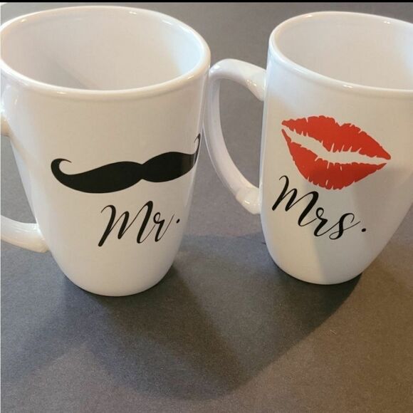 Set of 2 "Mr. and Mrs." Coffee Mugs Husband Wife Wedding Gift Anniversar… - Picture 2 of 6